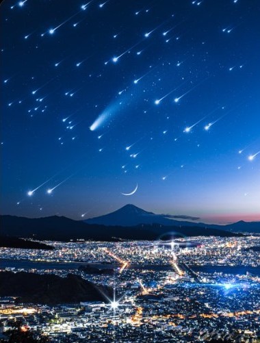 彗星煌めく幻想夜景