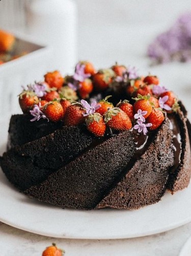 Dark Chocolate & Strawberry Bundt Cake