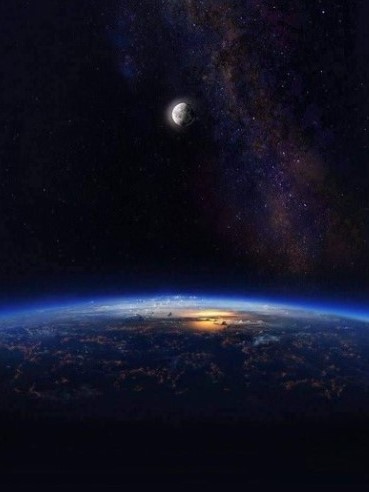 Milky Way, Earth and Moon from Space