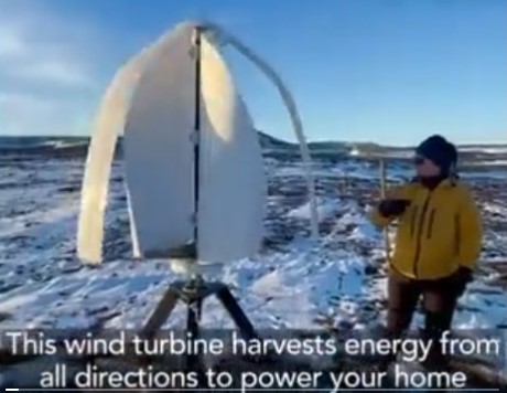 This wind turbine harvests energy from all direction to power your home