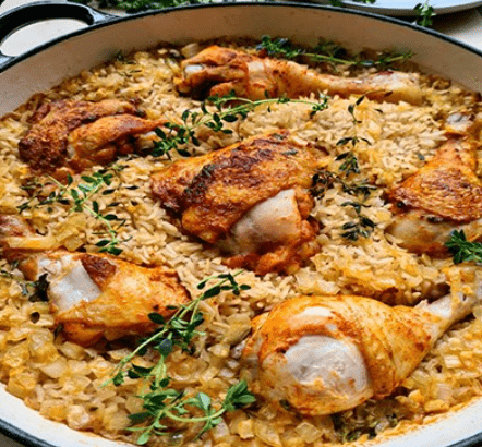 Oven baked chicken with rice