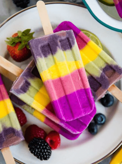 Rainbow Layered Superfood Yogurt Pops