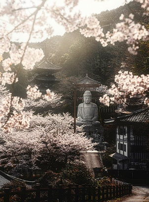 神々しい桜大仏様